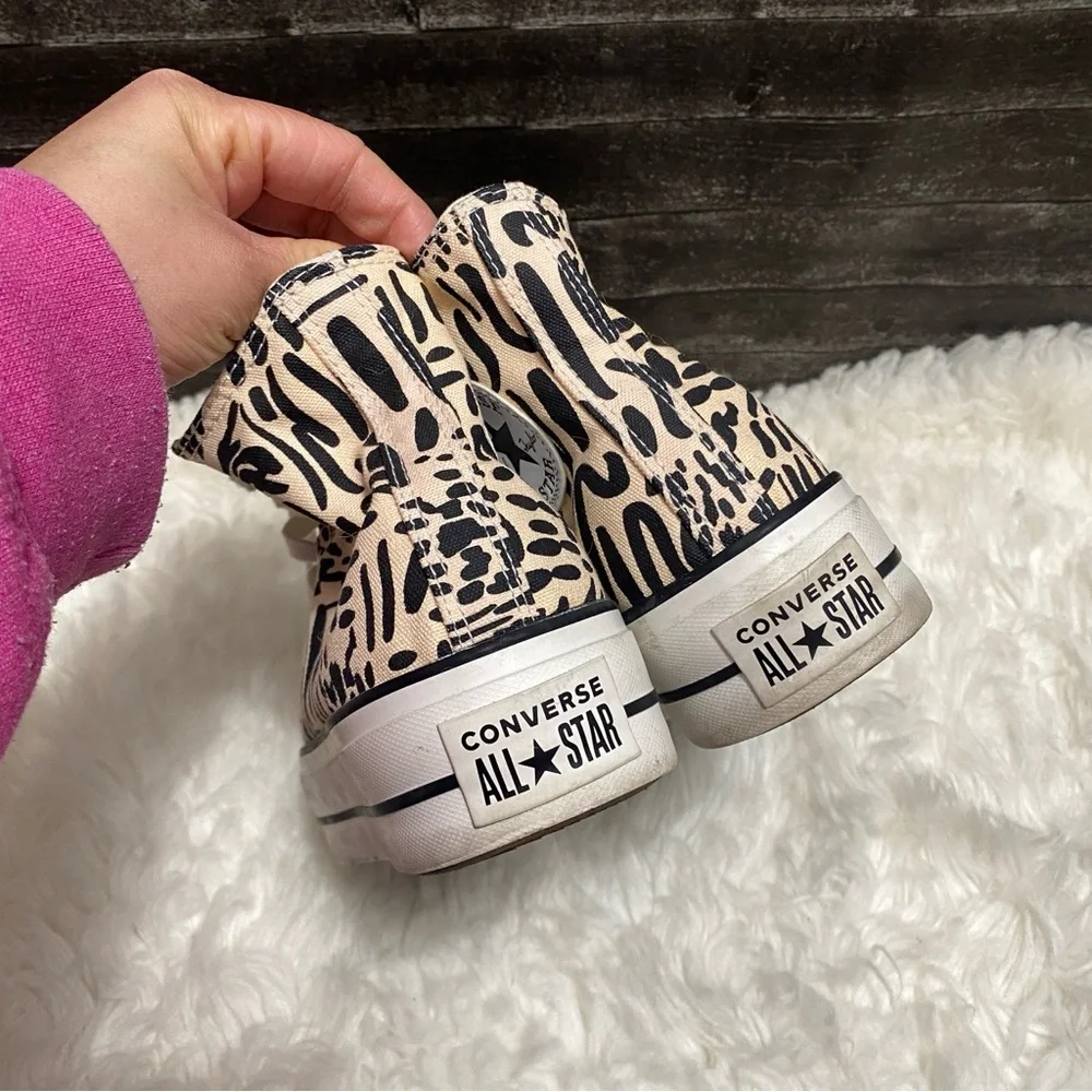 CONVERSE JUNGLE ART PLATFORM HIGH TOP SHOES NEUTRAL ANIMAL PRINT Y2K